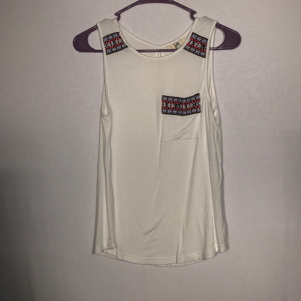 Ya Los Angeles White Beaded Tank- Size Small